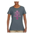 thumbnail image 2 of Keep Calm and Fight On Breast Cancer Awareness Womens Graphic T-Shirt, Charcoal, 2XL, 2 of 3