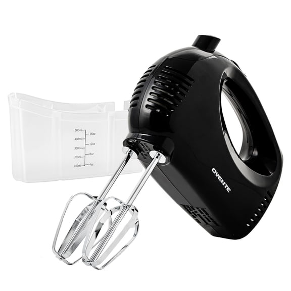 OVENTE 1.8 lb Portable 5 Speed Mixing Electric Hand Mixer, Perfect for Baking, New- Black HM151B