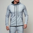 thumbnail image 2 of Htigea Fashionable Men's Solid Color Long Seeved Full Zip Hooded Casual Sweatshirt Jacket Gray,XXXL, 2 of 6