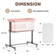 thumbnail image 4 of AILEEKISS Bedside Bassinet for Newborn, 6 Height Adjustable Baby Bassinet with Wheels, Pink, 4 of 10