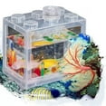 thumbnail image 4 of Home Office Desktop Ornament LED Lamp Multicolor Fighting Fish Cylinder Fish Building Block Aquarium Breeding Box Plastic Betta Fish Tank DARK BLUE, 4 of 8