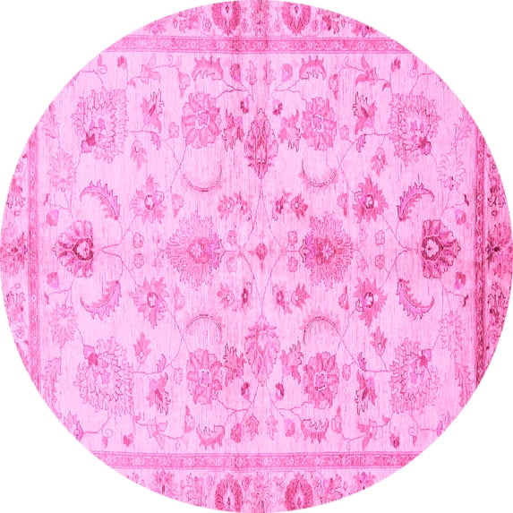 Ahgly Company Indoor Round Oriental Pink Traditional Area Rugs, 6' Round