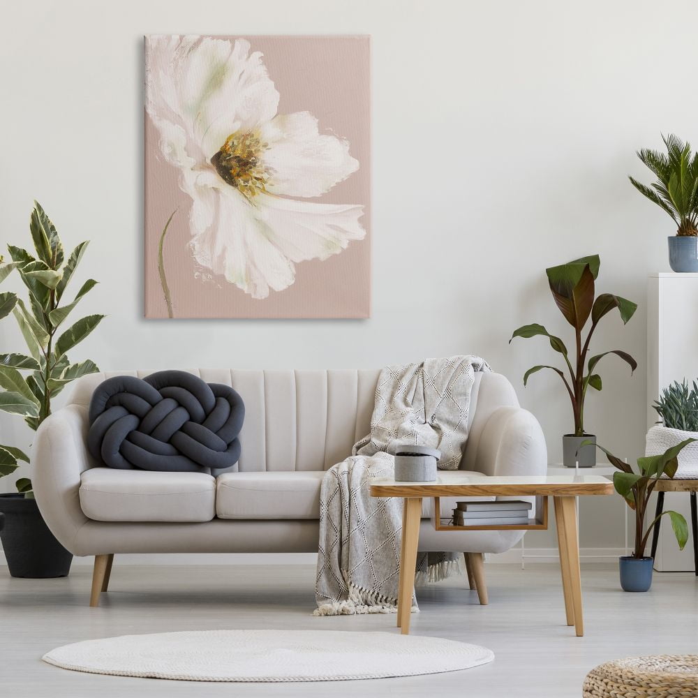 Stupell Industries Abstract White Petal Flower Expressive Flower Beige Green, 36 x 48, Design by Patricia Pinto
