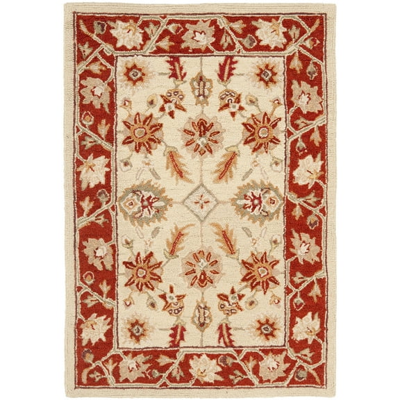 SAFAVIEH Chelsea Nessa Traditional Wool Area Rug, Ivory/Rust, 2'6" x 4'