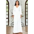 thumbnail image 3 of KOH KOH Long Kimono Sleeve with Sleeves Wrap Fall Winter Empire Waist Flowy Casual Formal Cute Maternity Robe Abaya Tall Maxi Dress Gown For Women Ivory White XXX-Large US 22-24 NT023, 3 of 5
