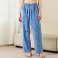 thumbnail image 2 of SHTXOZHI Women's Lounge Pants Fuzzy Fleece Wide Leg Elastic Waist Pajama Bottoms Sleep Pants, 2 of 3