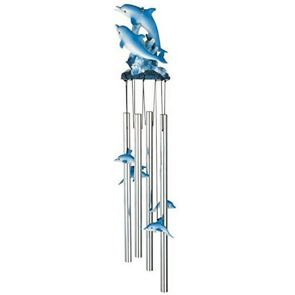 George S. Chen Imports SS-G-41855 Round Top Dolphin Hanging Garden Porch Decoration Decor Wind Chime