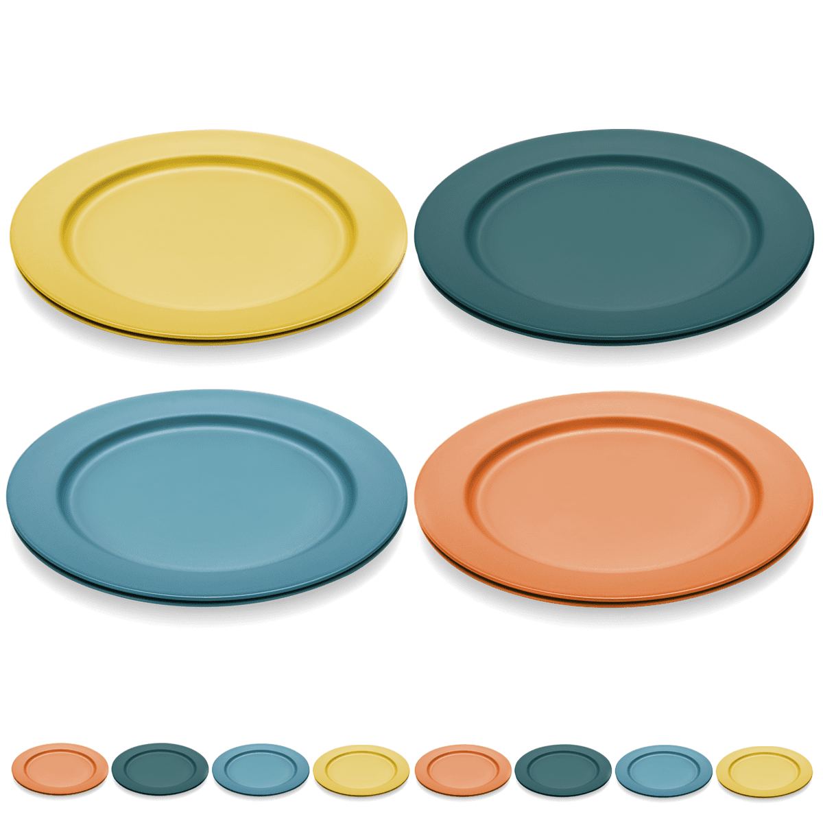 Dishwasher Safe,BPA Free Unbreakable and Reusable 10-inch Plastic Dinner Plates Everyday Plates Set of 8 Aqua 