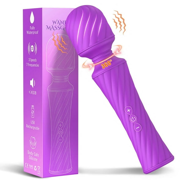 10 Powerful Speeds 8 Massage Wand Massager, Rechargeable Cordless Personal Big Back Massager with Multi-Mode for Body Therapeutic, Muscle Aches & Sports Recovery