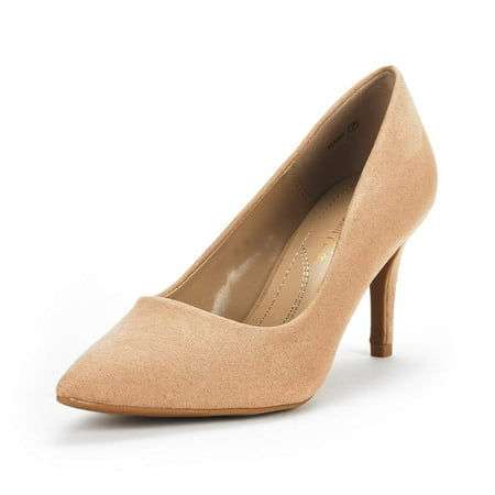 

Dream Pairs Women s Fashion Comfort Pointed Toe Stilettos Pump Shoes Slip On Low Heel Dress Shoes KUCCI NUDE/SUEDE Size 9
