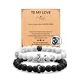 thumbnail image 2 of Pulsera de regalo para pareja, pulsera de acero inoxidable con letras de amor, pulsera de anillo de acero turquesa blanco esmerilado negro, traje, 2 of 5