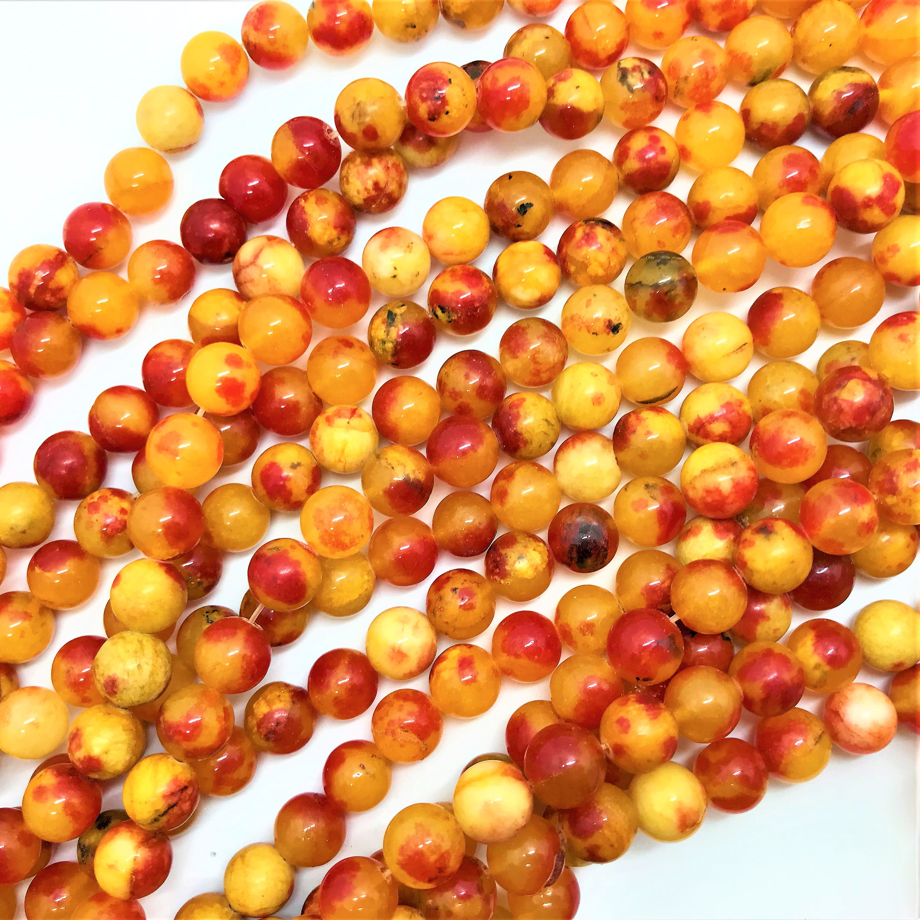 Yellow Round Natural Wood Beads 8mm Large Hole 16 Inch Strand 