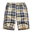 thumbnail image 3 of Fmbrln Mens Shorts Drawstring Waisted Plaid Printed Summer Beach Shorts Fashion Casual Trunks, 3 of 6