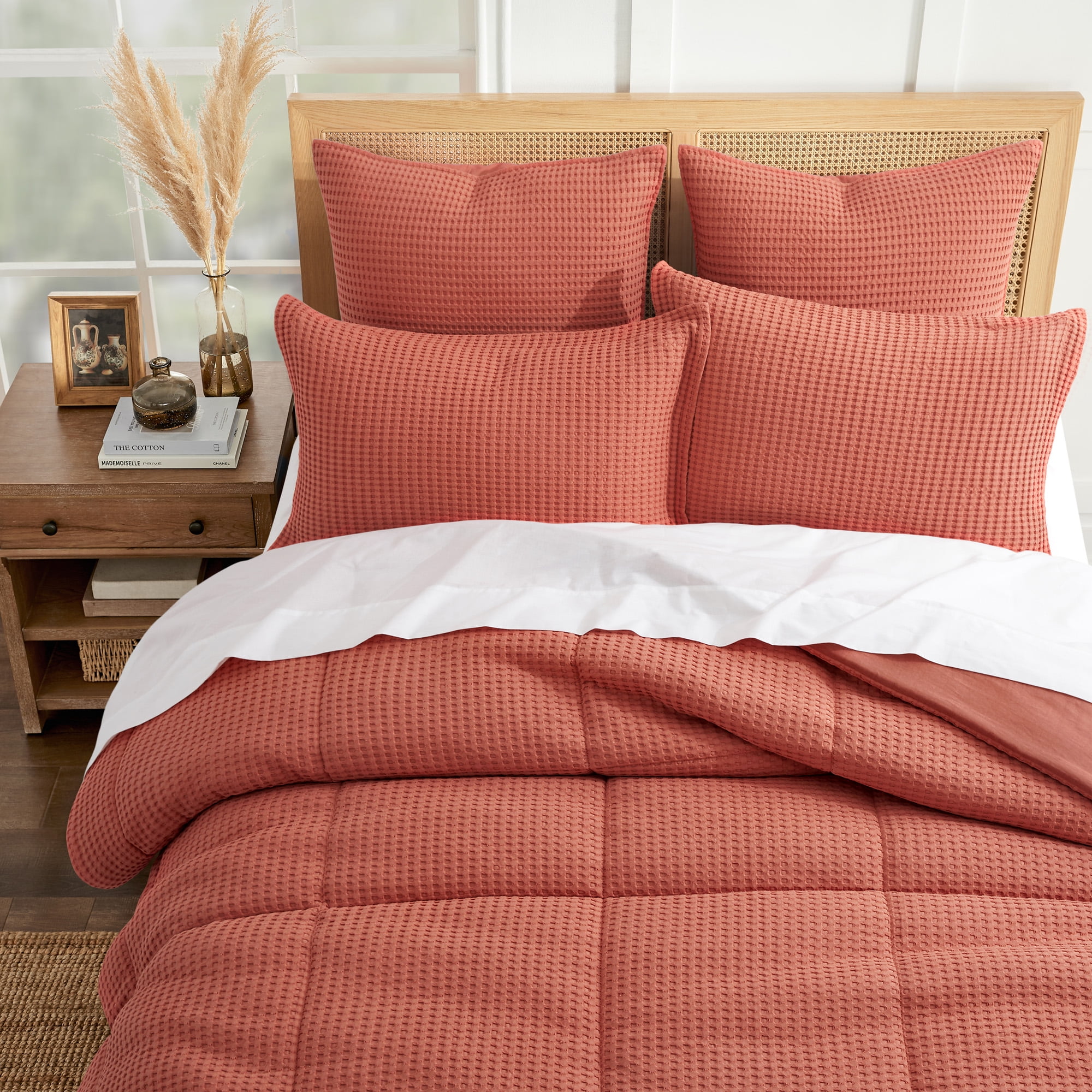 Levtex Home - Mills Waffle Adobe Comforter Set - Twin Comforter + One Standard Pillow Case - Adobe Waffle Weave - Comforter (68 x 88in.) and Pillow Case (26 x 20in.) - Cotton