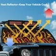 thumbnail image 4 of Uorisanigo Windshield Sun Shade Sunshade Cartoon Fire Print Car Sun Visor Mat Compatible with Rubicon Sahara TJ JK JKU 2 & 4 Door Heat Shield Front Window Sunshade Block UV Keep Cool, 4 of 7
