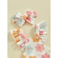 thumbnail image 6 of Musuos Baby Girls Summer Romper 3 6 12 18M trawberry/Flower/Cherry Print Fly Sleeve Frills Bodysuit and Headband, 6 of 9