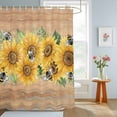 thumbnail image 2 of Bathroom Shower Curtain Vintage Farm Yellow Sunflowers Leaves Waterproof Shower Curtains with Hooks, Retro Wood Board Bath Curtains Bathtub Curtain Home Decor 36x72in, 2 of 9