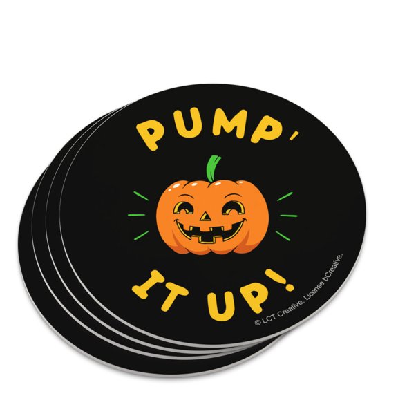 Pumpkin Pump It Up Halloween Funny Humor Novelty Coaster Set