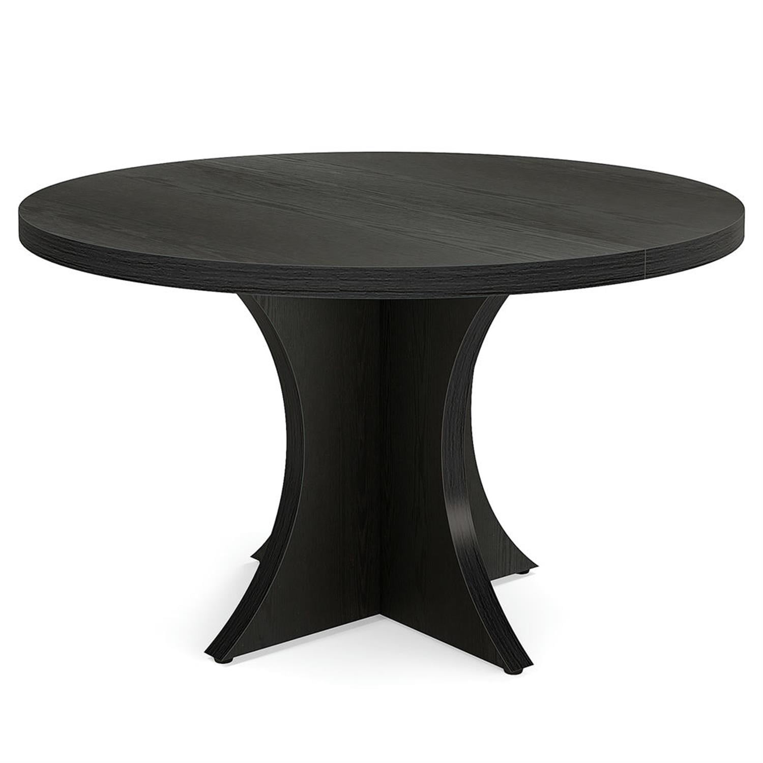 Demi Bonn 47" Modern Round Dining Table for 4-6 People, Farmhouse Kitchen Dinner Table for Dining Room, Home, Living Room Furniture, Black