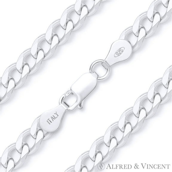 5.5mm Cuban / Curb Link Italian Chain Anklet in .925 Sterling Silver