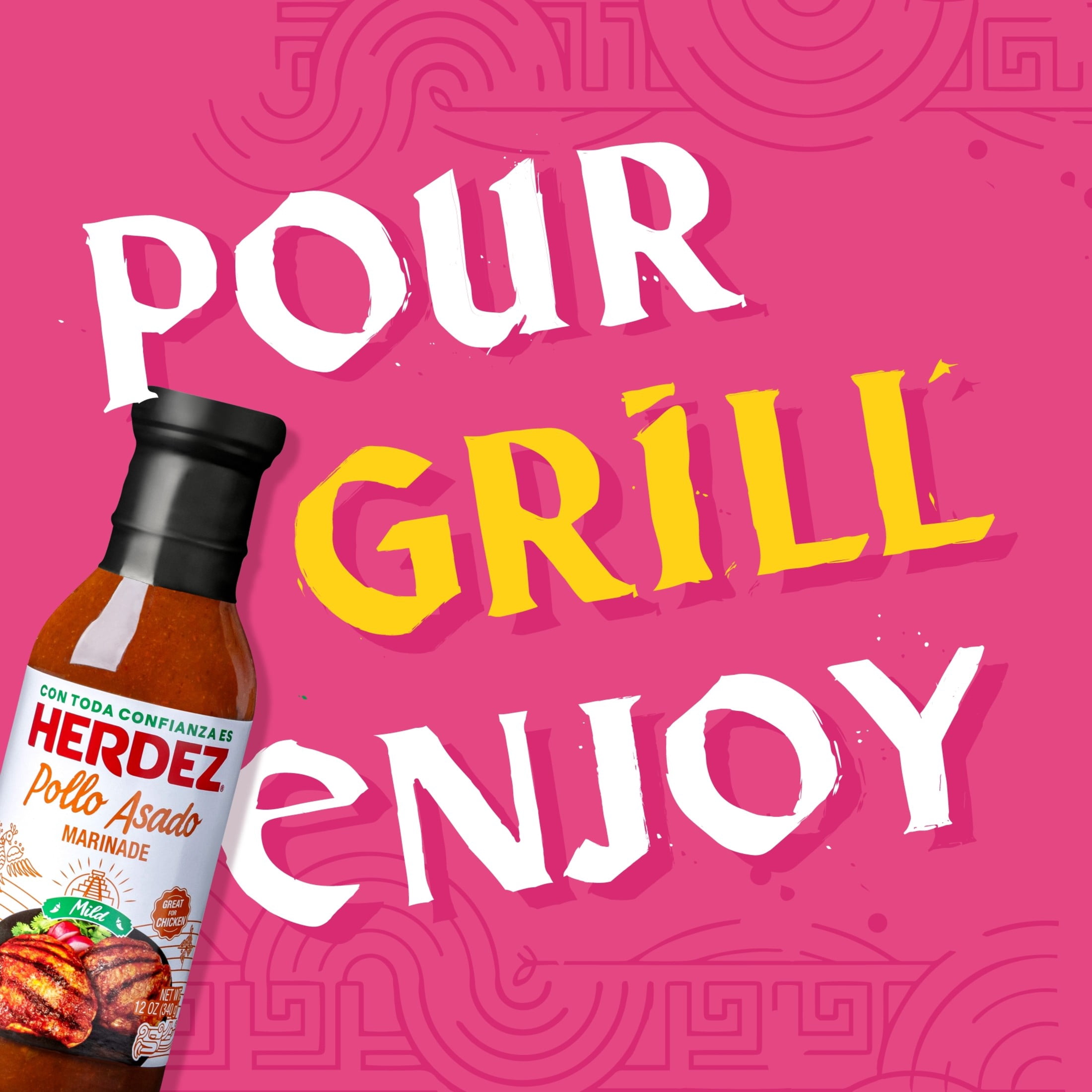 (6 pack) HERDEZ  Pollo Asado Marinade Mild, Marinade, 12oz Glass Bottle