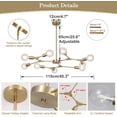 thumbnail image 2 of Lighting Modern Sputnik Chandelier Brushed Brass Hanging Lamp Industrial Flush Mount Ceiling Light Fixture Adjustable Hanging Lamp for Living Room (Gold), 2 of 4