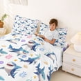 thumbnail image 3 of Erosebridal Kids Sea Shark Queen Sheet Sets, Kawaii Coral Starfish Bed Set, 4pcs, 3 of 5