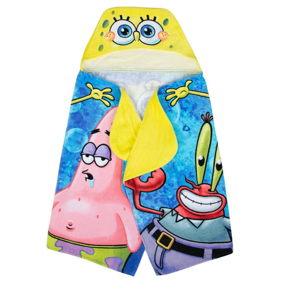 SpongeBob SquarePants Kids Hooded Towel, Cotton, Blue, Nickelodeon