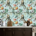 thumbnail image 2 of Boho Peel and Stick Wallpaper Tropical Floral Monkey Vibrant Flowers Leaves Wall Mural 17.7in x 9.8ft Self Adhesive Removable Wall Paper Renter Friendly Wallpaper for Nursery Bedroom Cabinets, 2 of 8