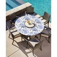thumbnail image 3 of Summer Ocean Sea Shell Flower Fitted Round Tablecloths Elastic Edged Table Covers 36"-44",Seamless Conch Nautilus on White Waterproof Dining Room Kitchen Table Cloth for Holiday Party Tables Decor, 3 of 8