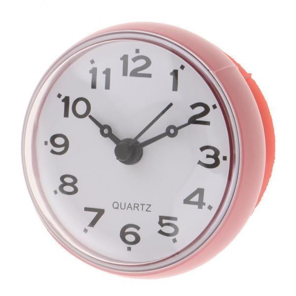 2x Reloj de de Fácil Lectura con Números Grandes, Resistente Al Agua, con Ventosa, para Baño/viaje, Rosa/blanco perfecl Reloj de pared de succión de baño