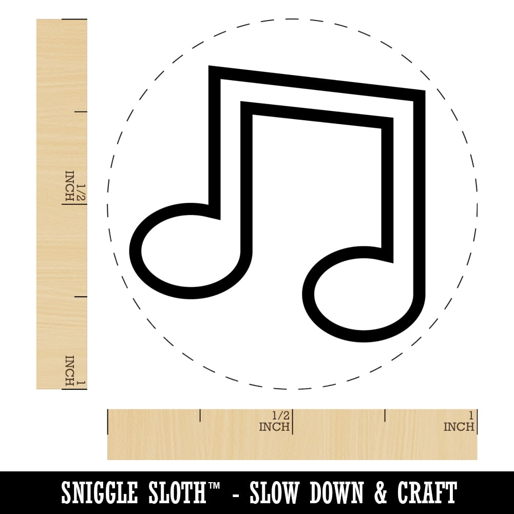 Music Eighth Notes Outline Self-Inking Rubber Stamp Ink Stamper - Yellow Ink - Medium 1 Inch