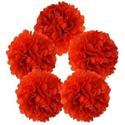 Just Artifacts 5pcs 6-Inch Red Tissue Paper Pom Pom Flower Ball