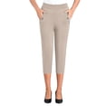 thumbnail image 3 of Plus Size Capri Pants For Womens Liweisiy Elastic High Waisted Slim Fit Stretchy Trousers Casual Oversized Pants Khaki 3XL, 3 of 6