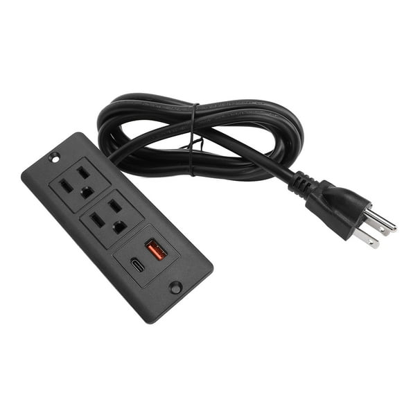 Recessed Power Strip with 2 Outlets, USB C and USB A Ports, Smart Charging Technology Embedded in Desktop, Ideal for Furniture Use