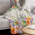 thumbnail image 3 of Pink Orange Flowers Blanket Soft Cozy Warm Throw Blanket for Couch, Plush Fuzzy Flannel Fleece Blankets for Sofa, Spring Floral Farmhouse Botanical Rustic Bed Blankets Gifts for Men, 50"x80", 3 of 9