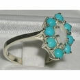 thumbnail image 4 of LBG British Made 18k White Gold Natural Opal & Turquoise Womens Statement Ring - 33 size options - Size 9, 4 of 6