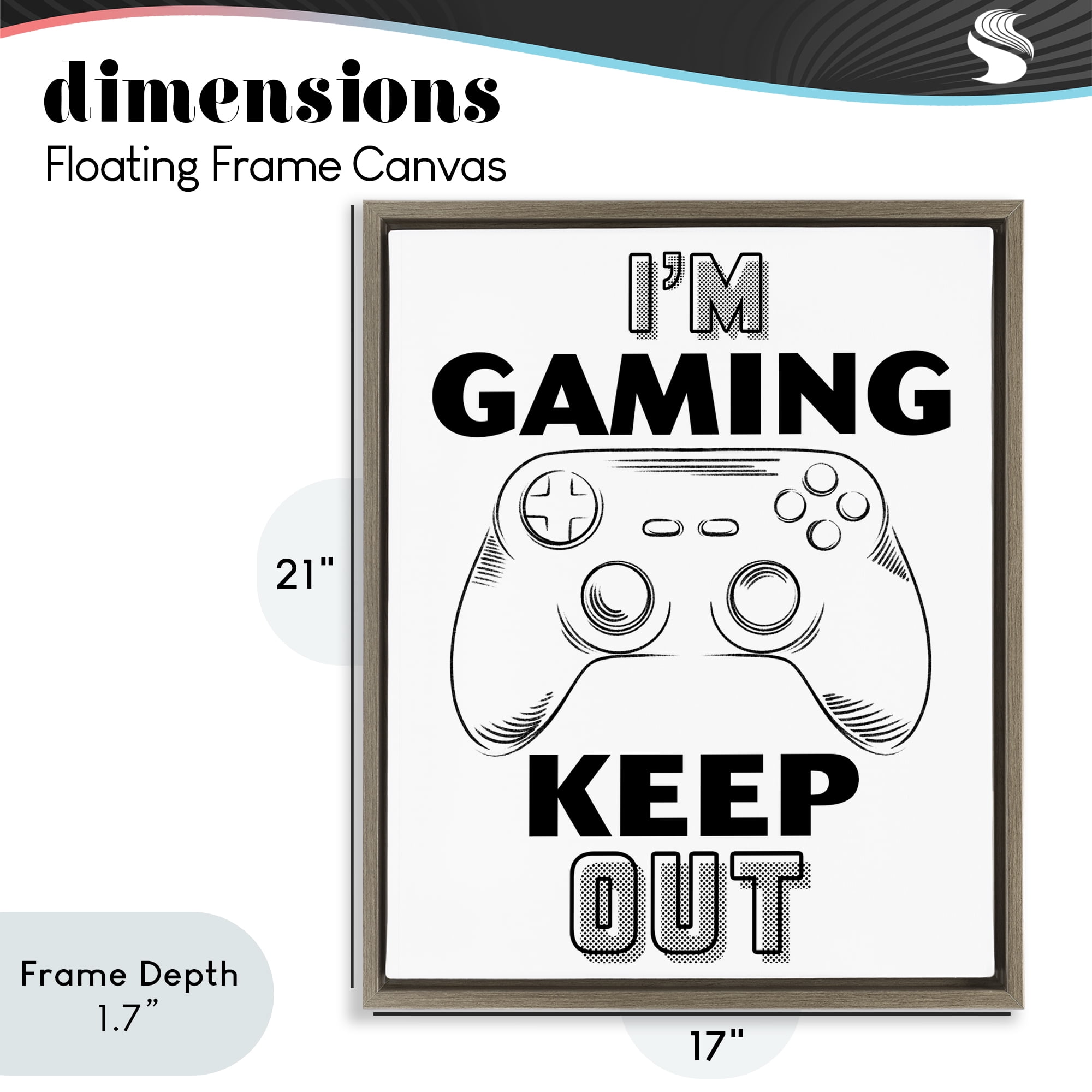 Stupell Industries Gaming Keep Out Brown Framed Floater Canvas Wall Art, design by Marcus Prime