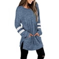 thumbnail image 2 of UVN Sweatshirts for Women Colorblock Striped Long Sleeve Shirts Tunic with Pockets Side Split Pullover Tops, 2 of 6