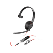 Poly Blackwire 5210 Monaural USB-C Headset +3.5mm Plug +USB-C/A Adapter
