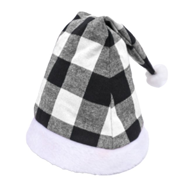 Naiovety Sombrero de Navidad Estilo simple Tocados Decoración Suministros para fiestas Adultos Niños Navidad Papá Noel Gorras a cuadros Kits de decoración para fiestas Gris