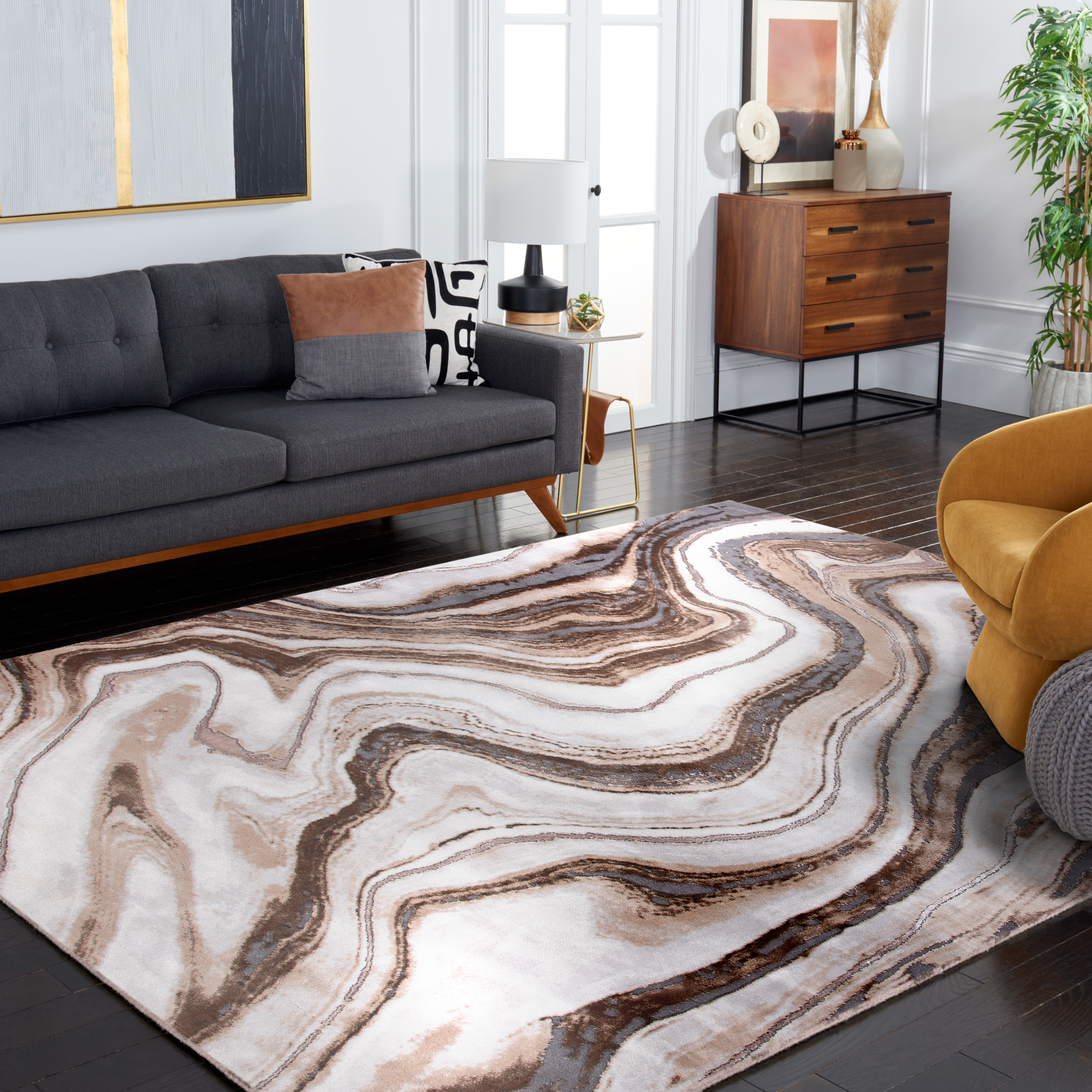 Safavieh Craft Ezra Abstract Area Rug, Gold/Gray, 5'3" x 7'