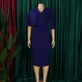 thumbnail image 4 of Women's V-Neck Short Ruffle Sleeve Wrap Dresses Cocktail Party Pencil Midi Dress, 4 of 8