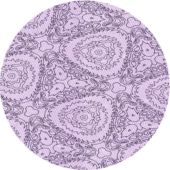 Ahgly Company Machine Washable Indoor Round Transitional Purple Flower Purple Area Rugs, 7' Round