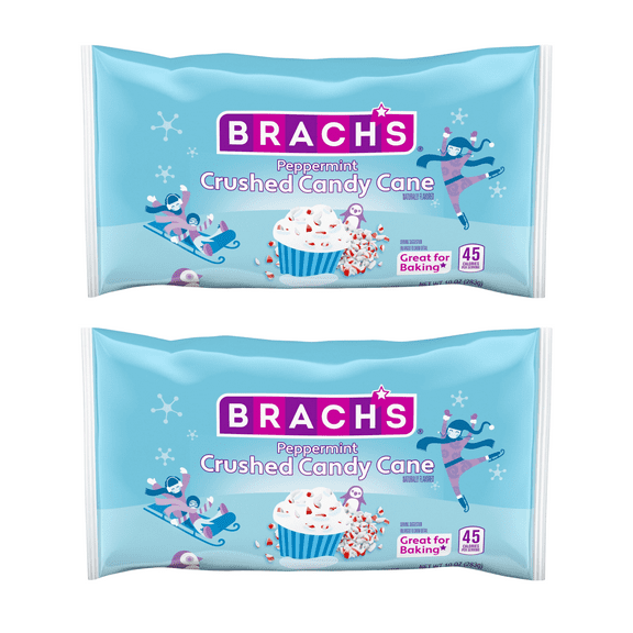 Brach's Peppermint Crushed Candy Cane Pieces, 10oz, 2 Pack for Baking & Decor