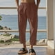 thumbnail image 1 of Pantalones largos para hombre, informales, de vacaciones, con bolsillo, cordón, color liso, cintura elástica, pantalones cortos para hombre, 1 of 4
