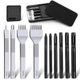 thumbnail image 2 of [Hand Tools Kits] 11 Pcs Leather Stitching Punch Hole Punch Tool Set,4mm 1/2/4/6 Prong Punch Chisel,Round Hole Punch for Belt,Watch Band,Leather Strap DIY Crafts, 2 of 6