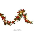 thumbnail image 3 of HomeKingdee Christmas Garland Christmas Decorations Pre-Lit Artificial Christmas Garland for Christmas Tree Fireplace Staircase Poinsettias Holly Leaves Red Berries, 3 of 7