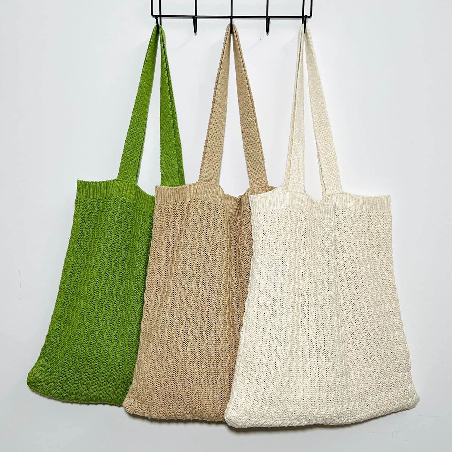 Kukuzhu Grunge Knitted Tote Bag Y2K Fairycore Shoulder Bag Hobo