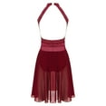thumbnail image 5 of YONGHS Women Lyrical Dance Costume Gymnastics Sleeveless Mesh Color Block Ballet Leotard Dress Burgundy XL, 5 of 7